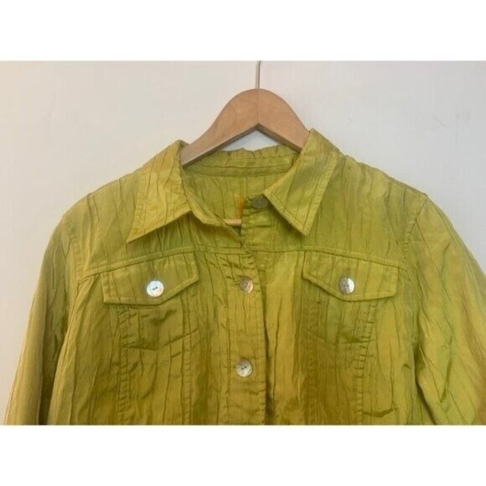 Ruby Rd. Petite Women's Jacket Lime Button Down Closure Textured Fabric Size 12P - Picture 2 of 10